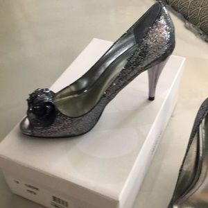 Style&Co. Pewter open toe pump Sz 7. Worn once